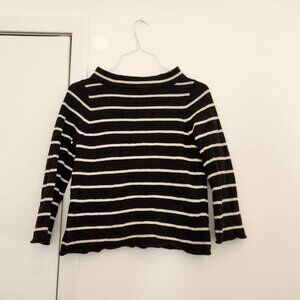 J. Crew Boatneck Sweater Black and White Striped Wool Cashmere Medium